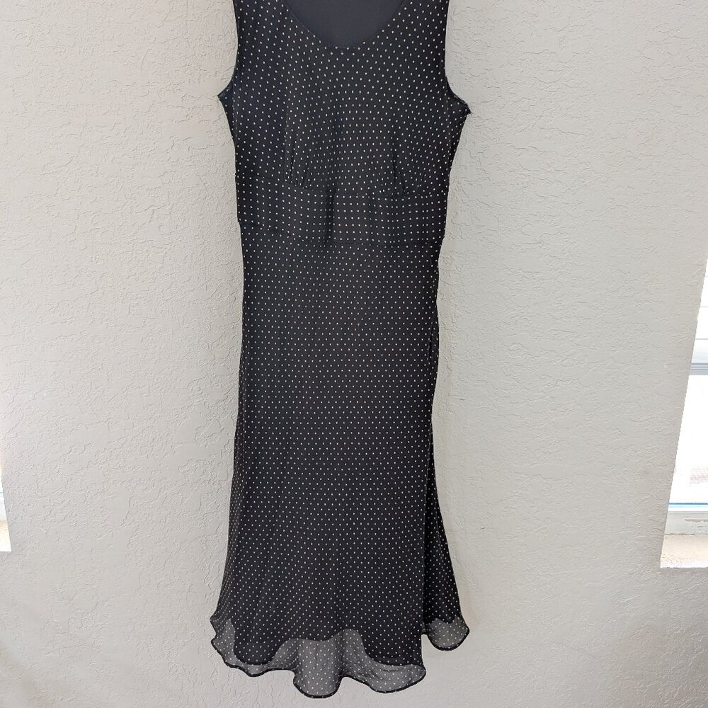 Ann Taylor Polka Dot Sheer Waist Tie Ruffled Hem Midi Dress Size 4